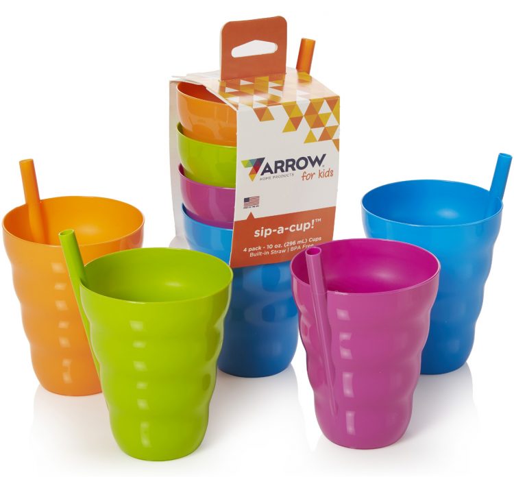 Arrow Sip-A-Cup with Built In Straw For Kids Includes Purple Blue Green  Orange (4 Pack)