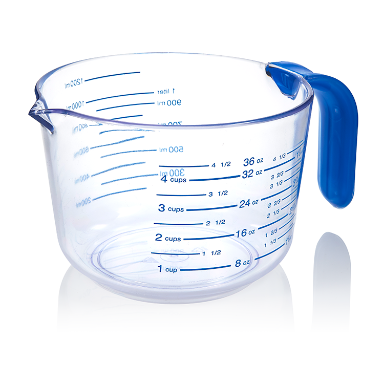 Arrow Plastic Measuring Cups for Liquids, Set of 2 - With Cool-Grip Handle  - BPA-Free Measuring Cups with Spout and Clear Measurements - Microwave and